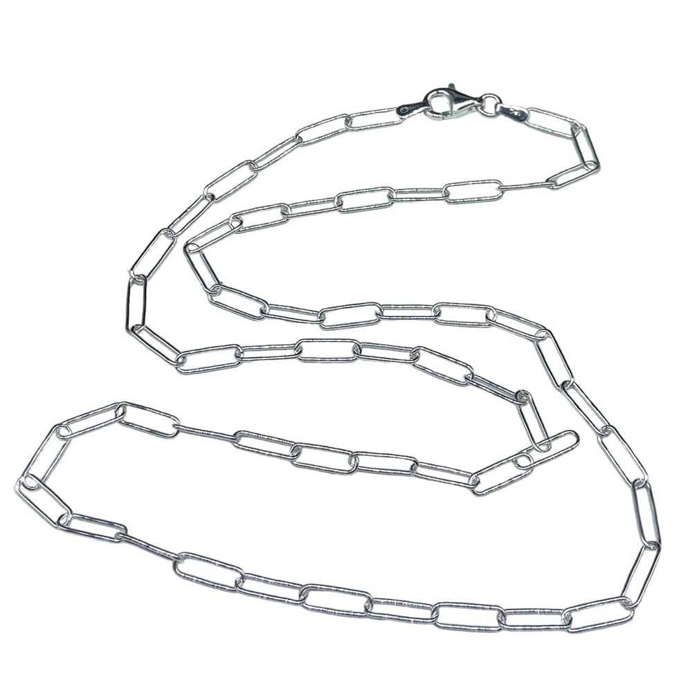20” Sterling Silver Paperclip Chain Link Necklace Solid 925 Italy Paper Clip - Picture 8 of 11